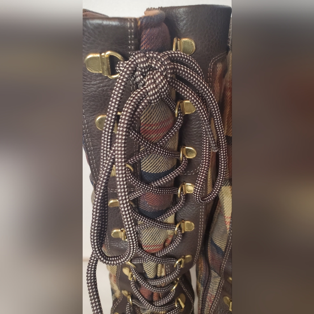 PAJAR -size 40/10-plaid boots -fur lined-fabric and leather-zipperup-laceup - Picture 7 of 15